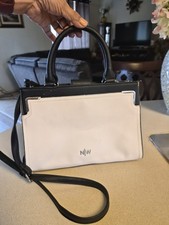 Nine West Jaya Crossbody Purse – Triple Compartment – White & Black Design