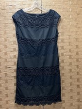 The Limited Women’s Sheath Dress Navy Blue w/ Lace Trim Sz XS Very Good Cond!