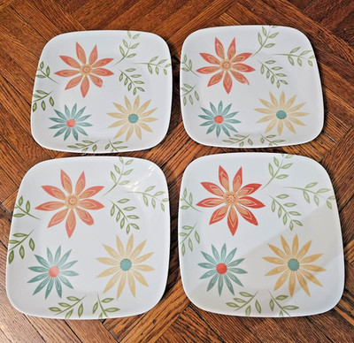 Set of 4- Corelle Happy Days Dinner/Luncheon Plates 9in Floral Flower Season-REA
