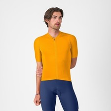 Castelli Strada Short Sleeve Jersey Espresso 2 Vivid Orange Giallo Men's