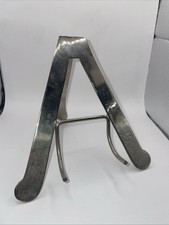 Vintage Minimalist Style Silver Coloured Metal Easle / Stand 14x13x14.5cm