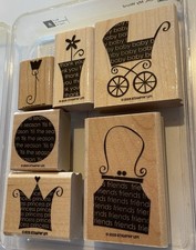 Stampin  Up Oh, My Word-Rubber  Wood 6 Piece stamp set-Preowned-2005