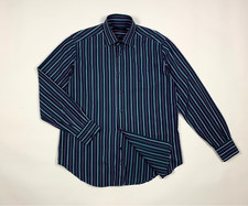 Ungaro shirt camicia uomo usato size 43 17 XL  manica lunga a righe blu T9006