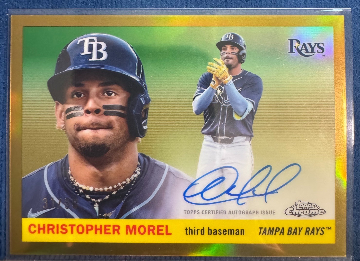 2025 Topps Chrome Platinum #CPA-CML Christopher Morel Auto Gold Refractor /50 SP