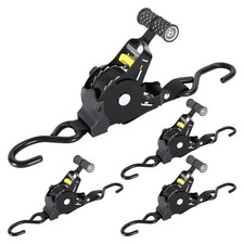 Retractable Ratchet Tie down Straps 4PK 1,500Lb Break Strength 500Lb Work Load