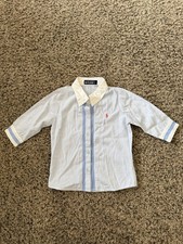 Polo Ralph Lauren Button Up Collared Shirt Blue Toddler Size 5T Good Condition