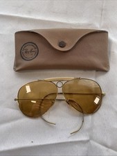 Vintage Ray Ban Aviator Shooting Glasses Bausch  Lomb Yellow Lenses Gold Frame