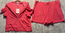 NEW Juicy Couture Terry Cloth Tracksuit XL Watermelon Hoodie Shorts Bling Y2K