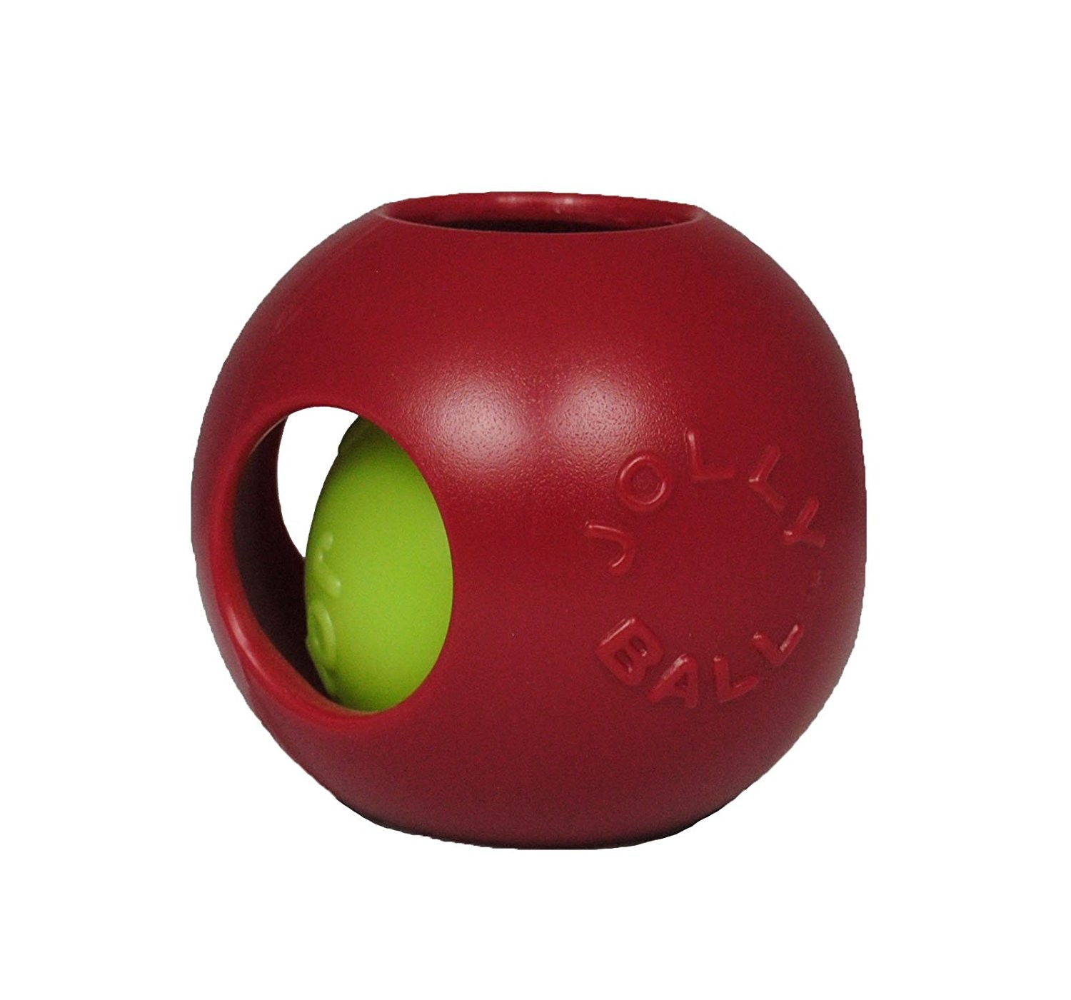 Jolly Pets Teaser Ball 6 inch Red  Hard Plastic plus Squeake