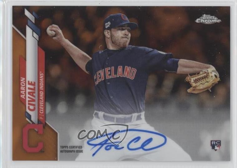 2020 Topps Chrome Rookie Orange Refractor 10/25 Aaron Civale #RA-AC Auto 7xr