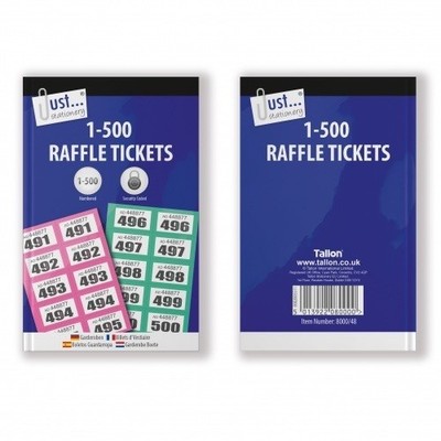 Garderobenkarten - Tombola Tickets Farbbuch Verlosung Tombola 1-500 pro Buch