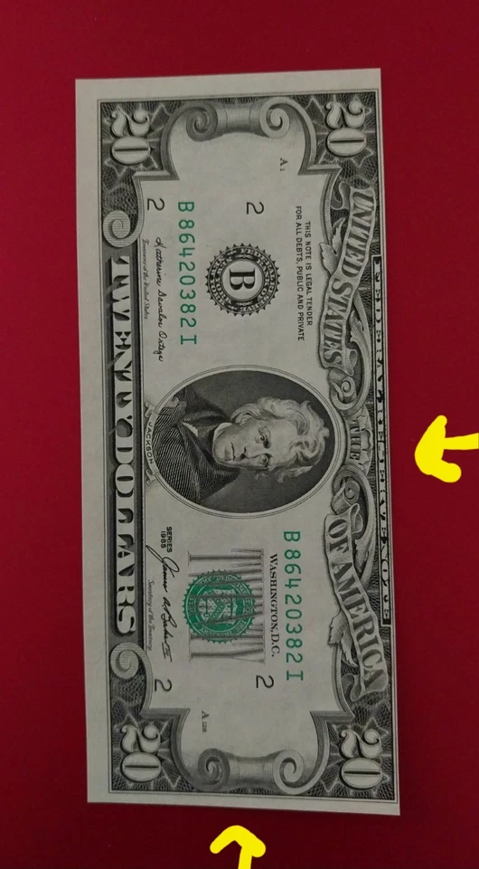 1985 FRN MISCUT/MISALIGNED (OBVERSE) $20 DOLLARS BILL - Image 2 of 4