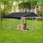 Outdoor Dog Kennel Large Dog Cage Heavy Duty Dog Playpen Metal Pet House w/Cover