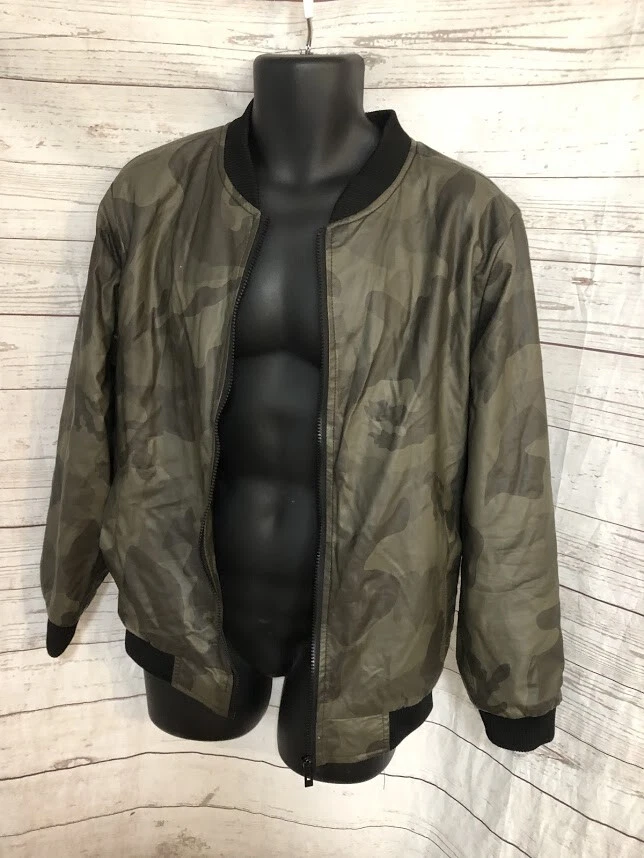 Chaqueta de camuflaje Brave Soul London para hombre forro de piel sintética con cremallera talla L Foto 2 de 4