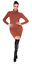 thumbnail 25  - Damen Minikleid Langarm Strickkleid Rippstrick Kleid Dress Rollkragen Pullover