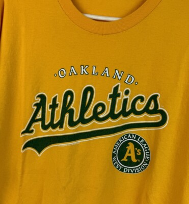 Vintage Oakland Athletics T Shirt MLB Baseball Team Logo Crew Yellow Men’s  XL