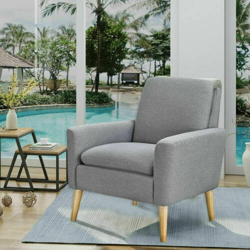 Modern Accent Fabric ArmChair Single Sofa Soft Upholstered Arm Chair Living Room - Image 3 of 4