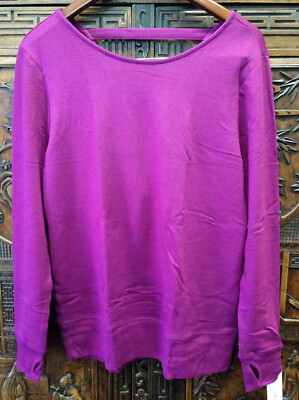 New Ideology Womens Ladder Back Long-Sleeve Pullover, Plum, Medium