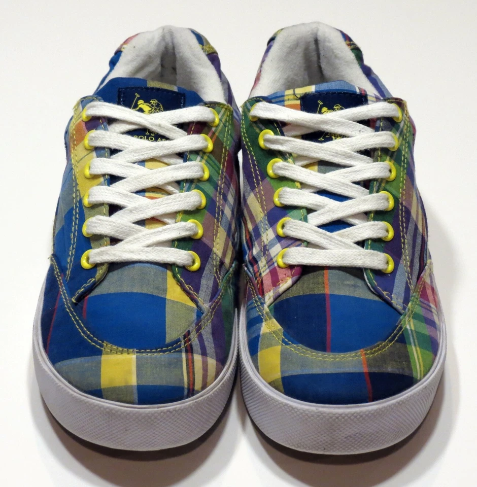 Polo Assn. dos EUA Tênis feminino tamanho 11M multicolorido tecido xadrez moda - Imagem 3 de 4