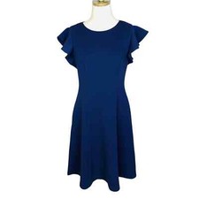 Eliza J Navy blue Ruffle Sleeve Dress Mini Above Knee Career Cocktail Stretch
