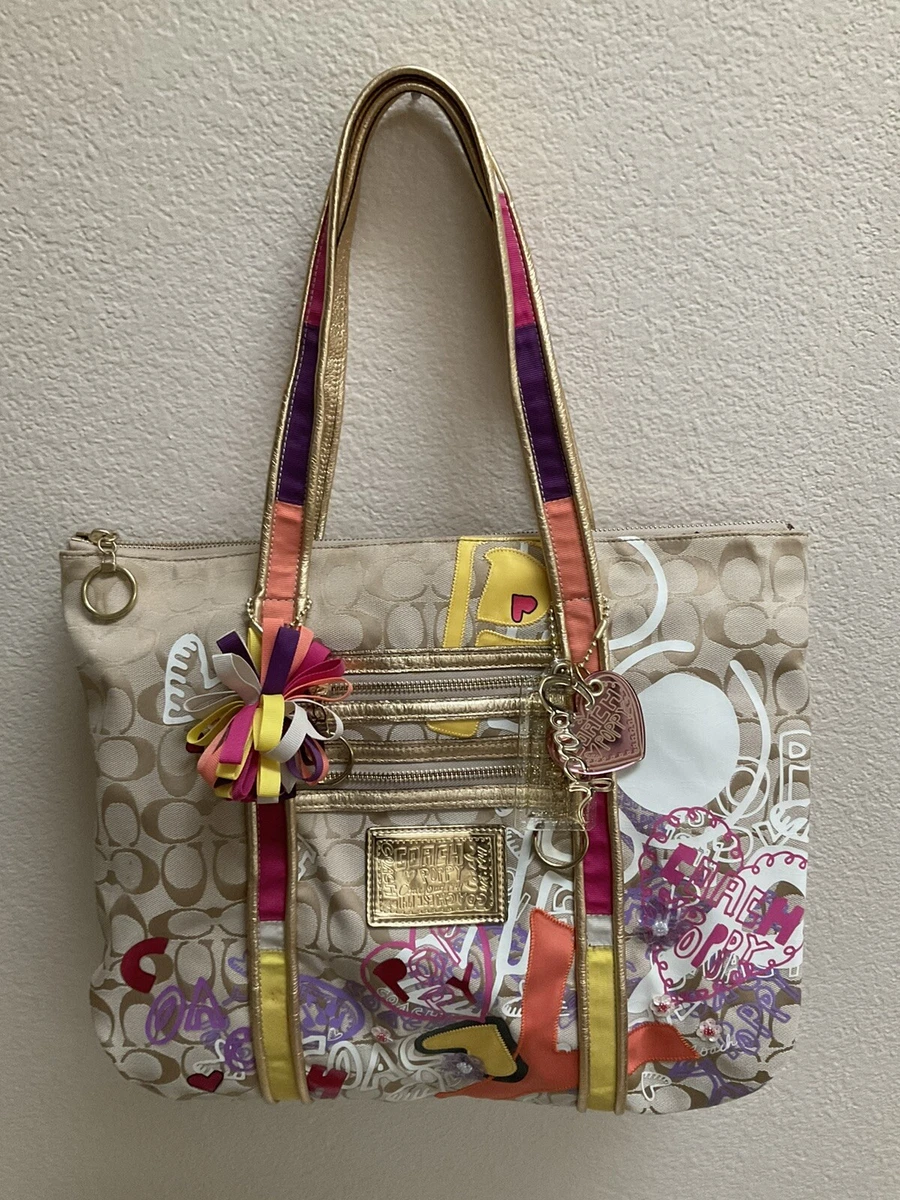 Coach Poppy Bag #K0973-13830 Shoulder And Hand Strapes 6 Compartments 3 Zip  | eBay