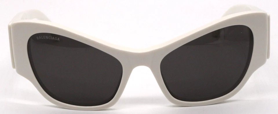 NUEVAS GAFAS AUTÉNTICAS BALENCIAGA BB 0259S 007 LENTES BLANCAS/GRISES DE GRAN TAMAÑO 56-20 Foto 3 de 4