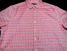 Synrgy Mens Lounge Button Front Short Sleeve Polyester Plaid Shirt 1XL
