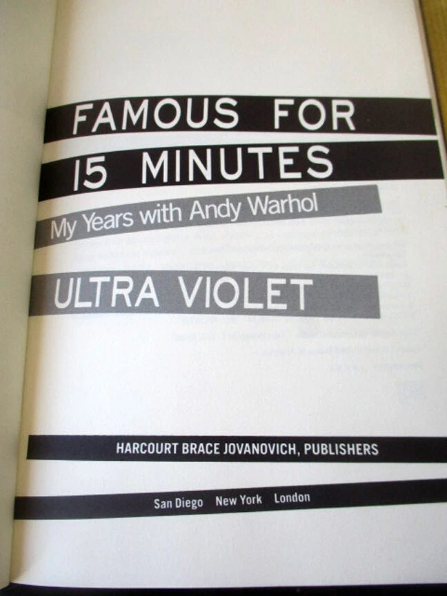 FAMOUS FOR 15 MINUTES,ULTRA VIOLET;MY YEARS WITH ANDY WARHOL,1988,1stEd,Illst,DJ Foto 4 de 4