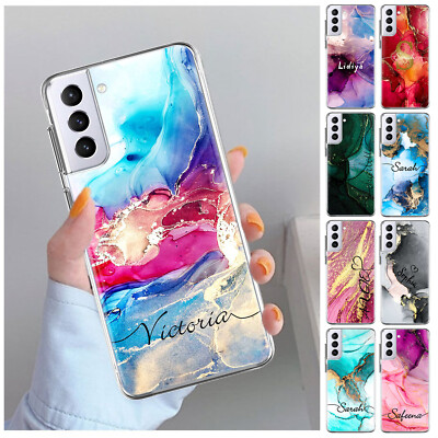 Marble Personalised Case For Samsung Galaxy S24 S23 S26 S25 Silicone Phone Cover