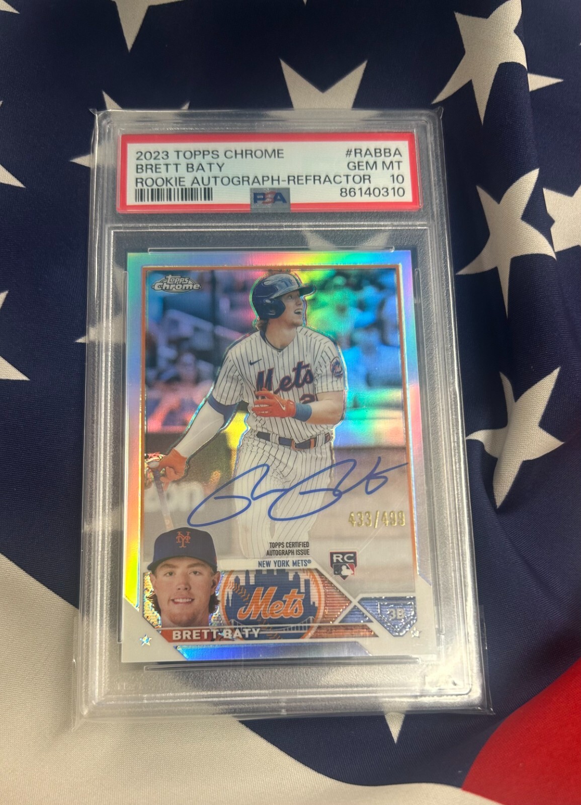 2023 Topps Chrome AUTO Refractor #RA-BBA Brett Baty RC /499 PSA 10 GEM MT