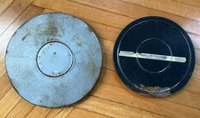 Lot 2 Vtg Film Reel Canisters 14" 12" Movie Metal Containers Empty Heavy-duty