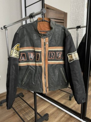 Avirex Vintage Reversible Zip Leather Bomber Jacket USA 90s