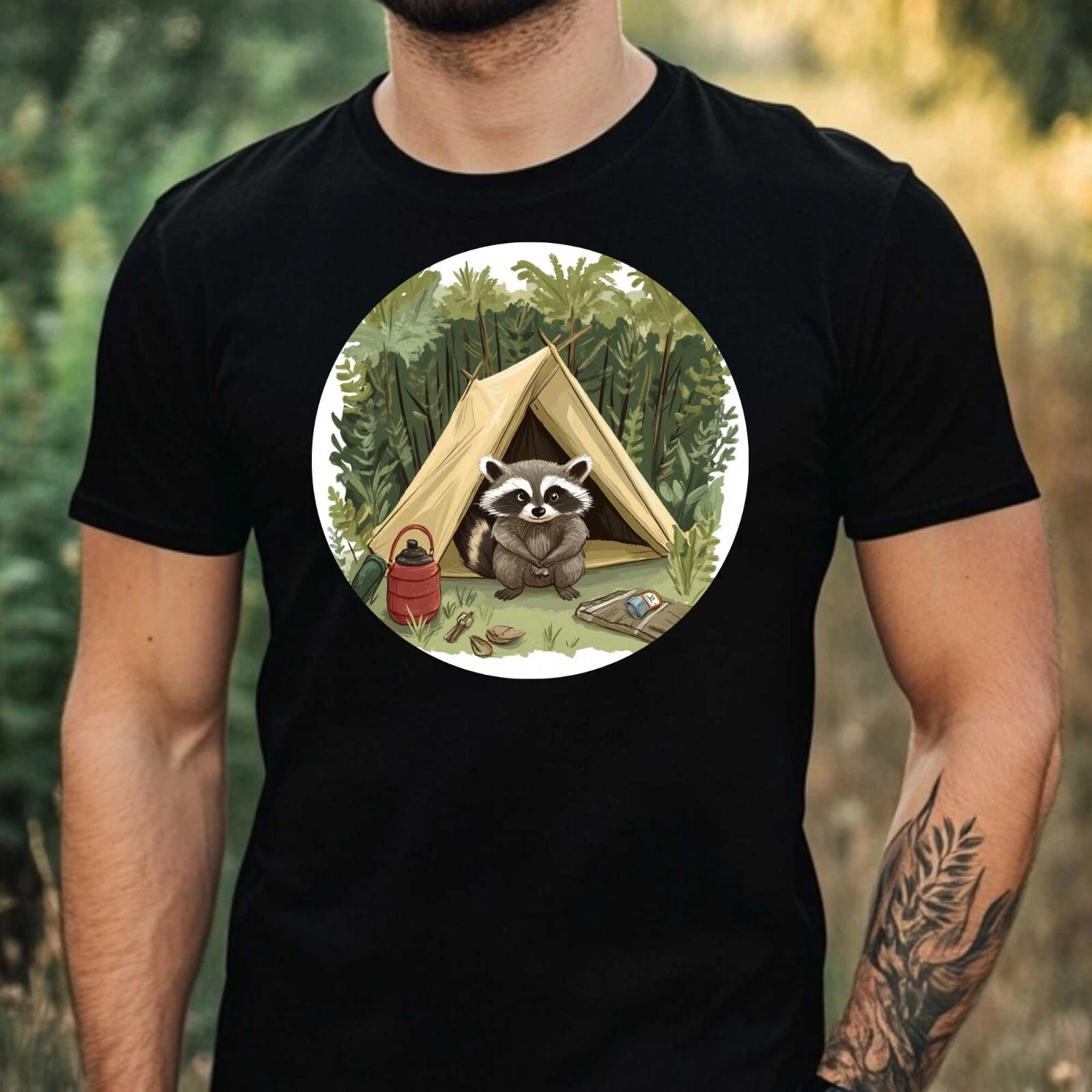 Mens Camping Raccoon Print Cotton T-Shirt Size XS to 5XL
Opens in a new window or tab