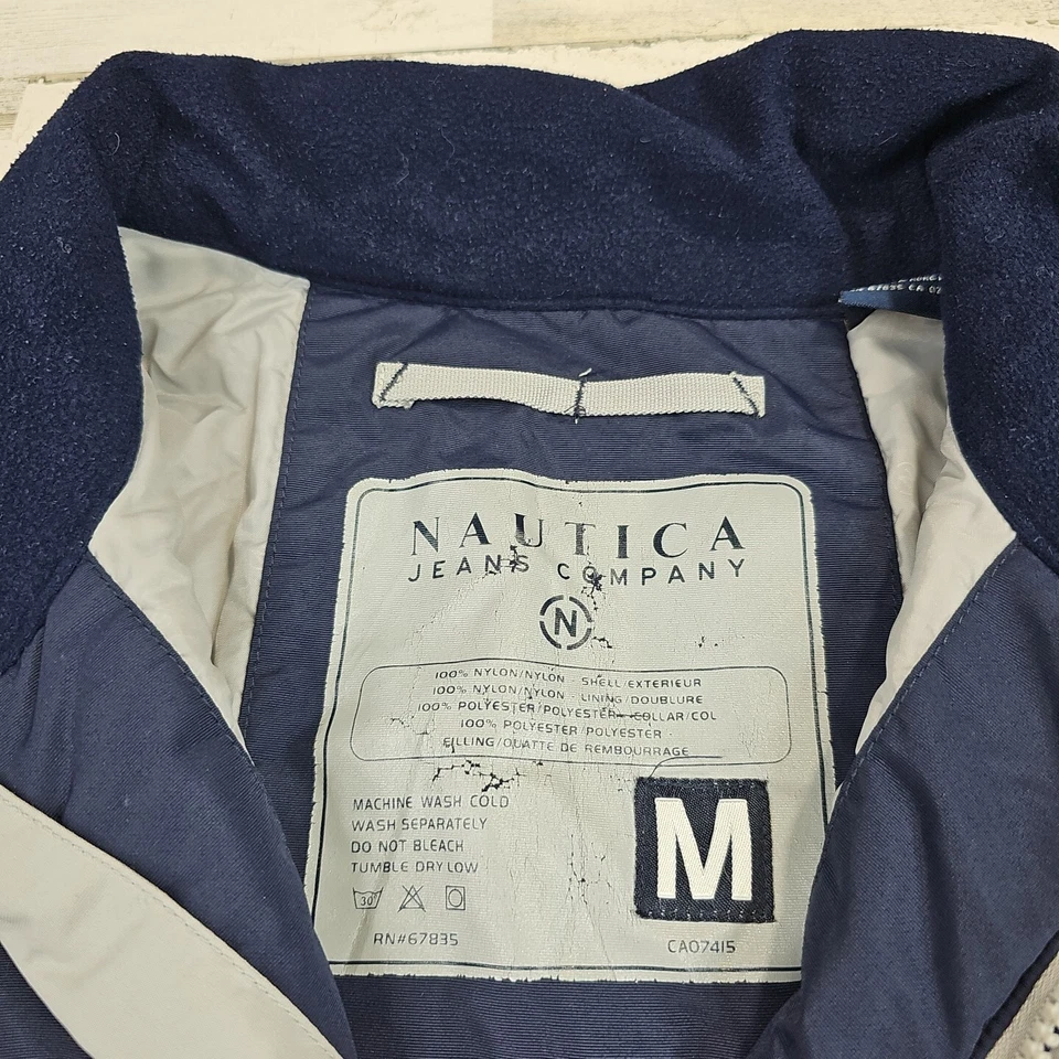 Chaqueta de esquí de invierno Nautica Jeans Co para hombre mediana azul plateada con cremallera Foto 4 de 4