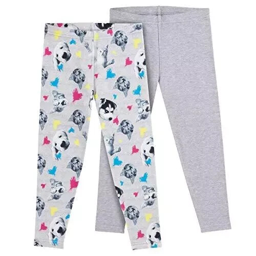 KIRKLAND SIGNATURE Girls’ 2-Pack Leggings Grey Cat 4T - Picture 1 of 1