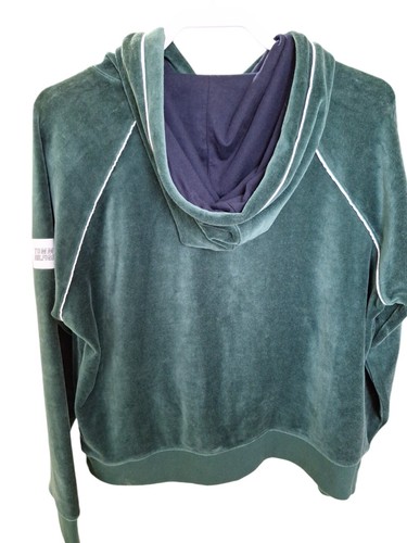Tommy Hilfiger Womens L Hoodie Green Velour Sports Sweatshirt Outdoors Hiking - Picture 4 of 5