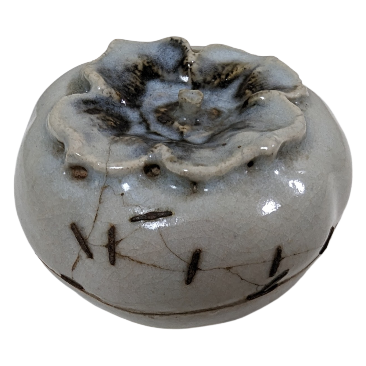 Antique Japanese Makuzu Kozan White Persimmon Incense Box Kogo