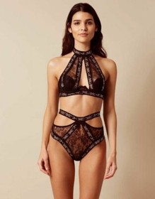 AGENT PROVOCATEUR SEXY MONTINAH BLACK/GOLD AP 2 SMALL BRIEF UK 8 BNWT