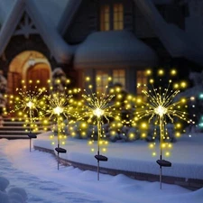 Christmas Garden Lights Solar Firework Sparklers Lamp Outdoor Waterproof Decor 
