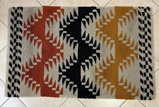 Shillcraft VTG Readicut Latch Hook Rug Aztec Geometric Finished 36x56 Wall Art