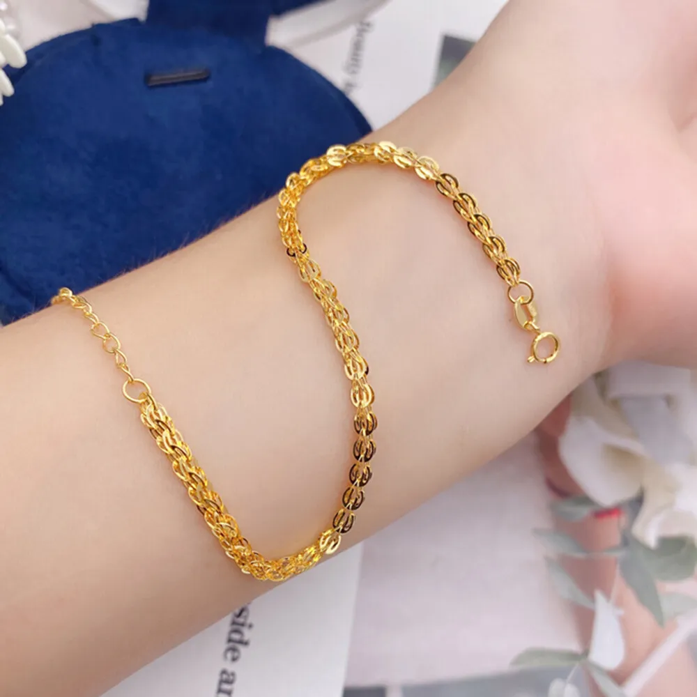 Real 18K Yellow Gold Bracelet 3mm Feather Link Chain 6.30"+