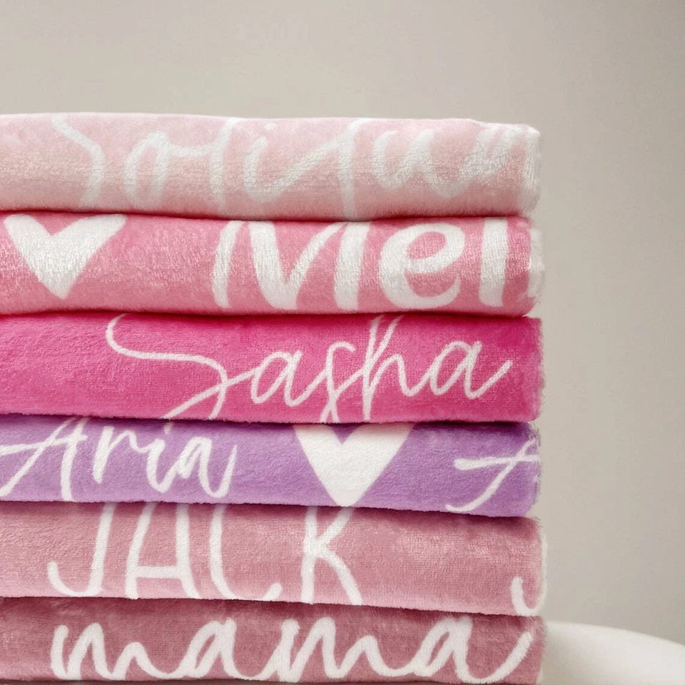 Personalized Girl Name Blanket, Custom Baby Blanket, Newborn Blanket, Girl Gift - Image 3 of 4
