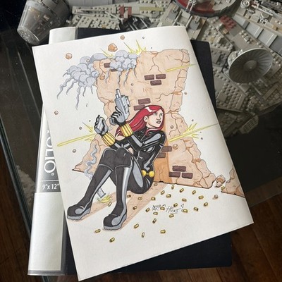 Black Widow Adam Hicks Original Art Sketch Avengers 9x12  Marvel comics 