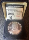 Highland Mint Barry Sanders Collectors .999 Silver Coin One Troy Ounce With Case