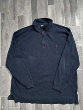 Polo Ralph Lauren 1/4 Zip Mock Neck Sweater Mens XLT Tall Blue 100 Cotton