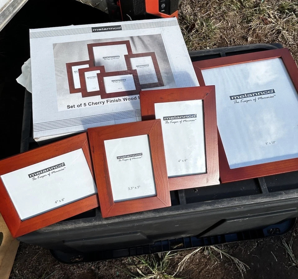 Juego de 4 marcos de fotos con acabado cerezo•Nuevo en caja•Melanco•Madera real Foto 3 de 4