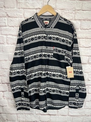 NEW LEVIS' Mens Black White NORTE SOUTHWESTERN Button-Front Shirt SIZE 'XL'