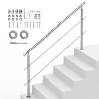 Uimoso Edelstahl-Handlauf FüR Treppen Mit 2 QuerstäBen, 1800X104X1060 Mm