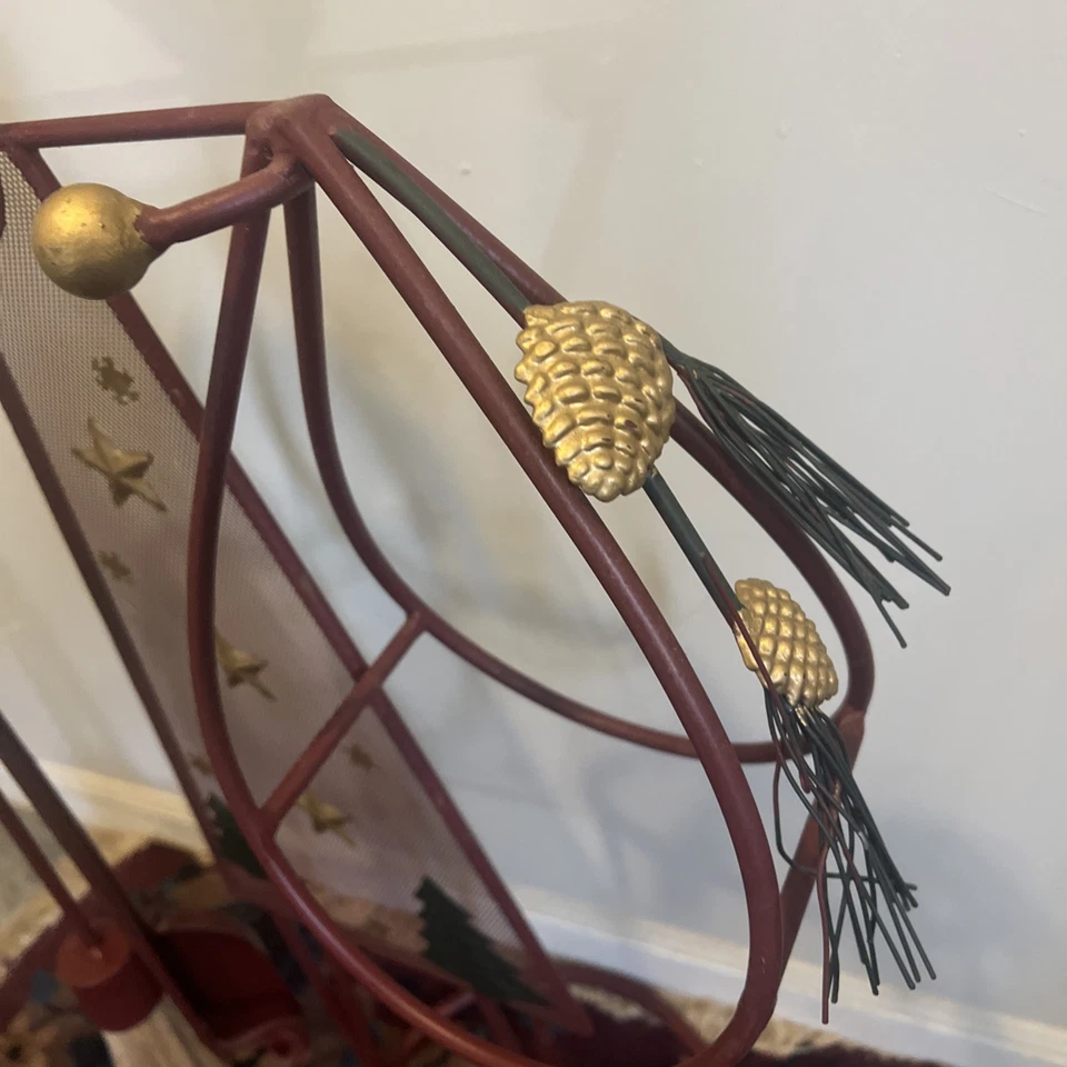 Juego de herramientas de chimenea de metal vintage de Papá Noel 4 piezas cabaña de Navidad país Foto 3 de 4