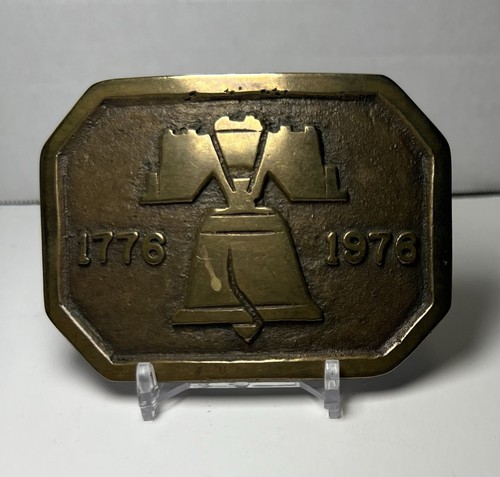 Vintage 1976 Liberty Bell Belt Buckle Bicentennial 1776 USA
